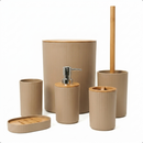 Conjunto para Banheiro Bambu Bege 6 Peças