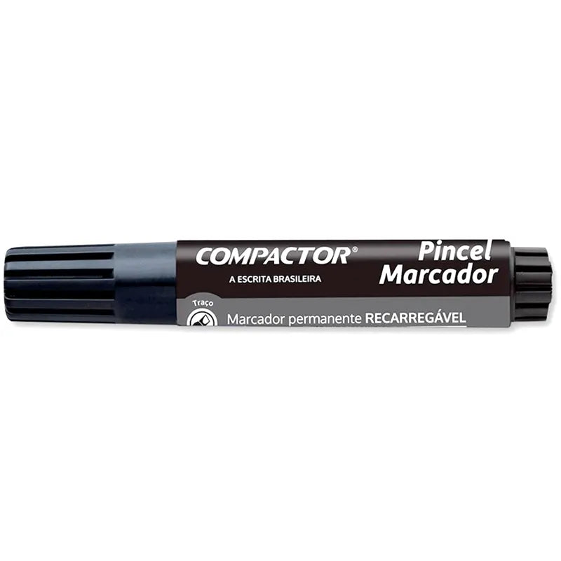 Pincel Marcador Permantente Recarregável Preto