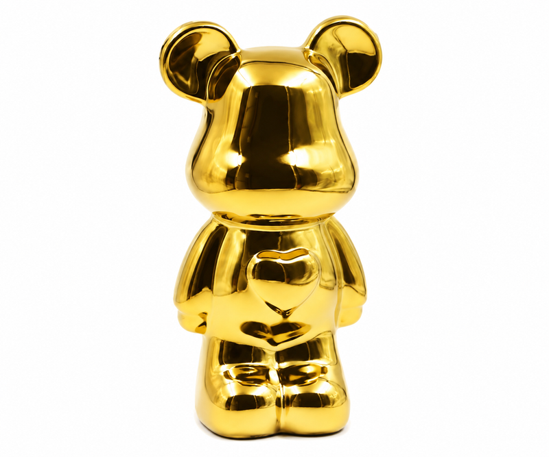 Urso em Cerâmica Dourado 27cm