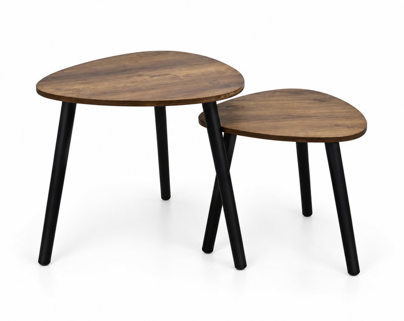 Set Mesa Lateral Triangular Madeira 2 Peças