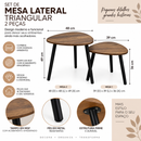 Set Mesa Lateral Triangular Madeira 2 Peças