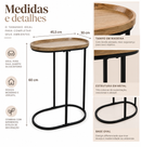 Mesa de Apoio Lateral Sala Sofá Ovalada