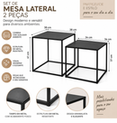 Set de Mesa Lateral Metal 2 Peças