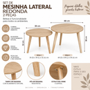 Set Mesinha Redonda Lateral Madeira 2 Peças
