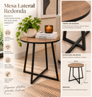 Mesa Lateral Redonda Madeira e Metal 40cm