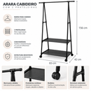 Arara Cabideiro com 2 Prateleiras