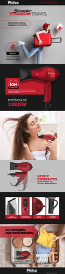Secador de Cabelo Titanium Travel 1000w Bivolt