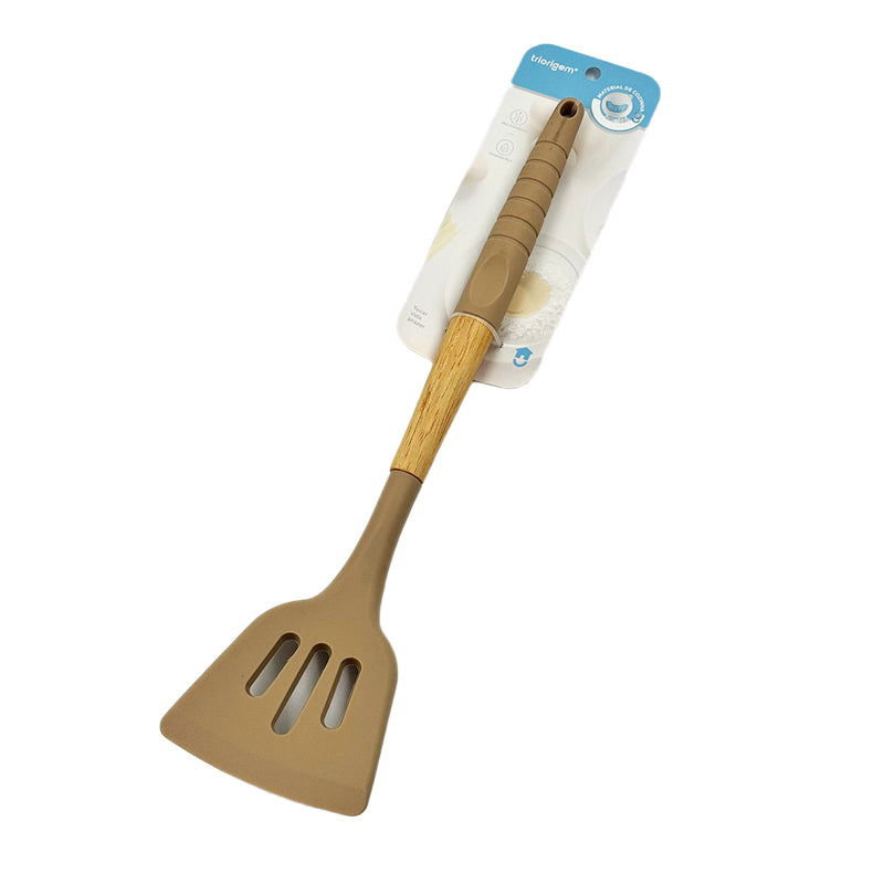 Espátula Vazada Silicone Bege/Branco