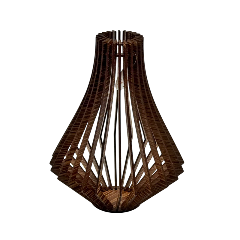 Vaso Artesanal Diamante em Madeira 25cm