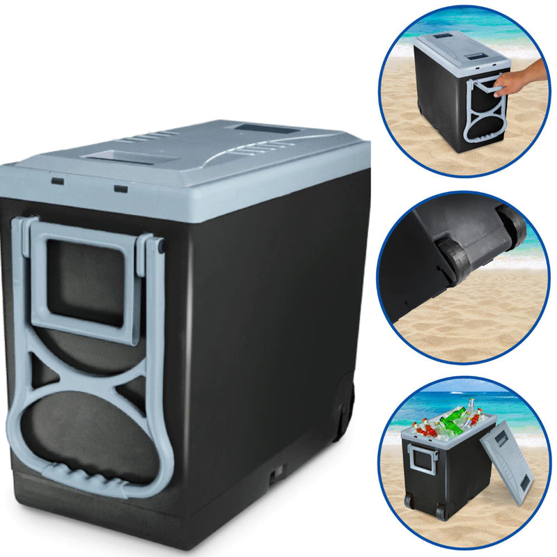 Caixa Super Térmica com Puxador e Rodinhas Preta e Cinza 32L