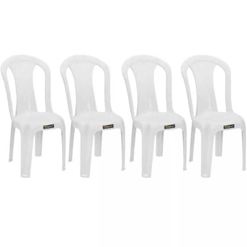 Kit 4 Cadeiras Pratagi Plástico Branca