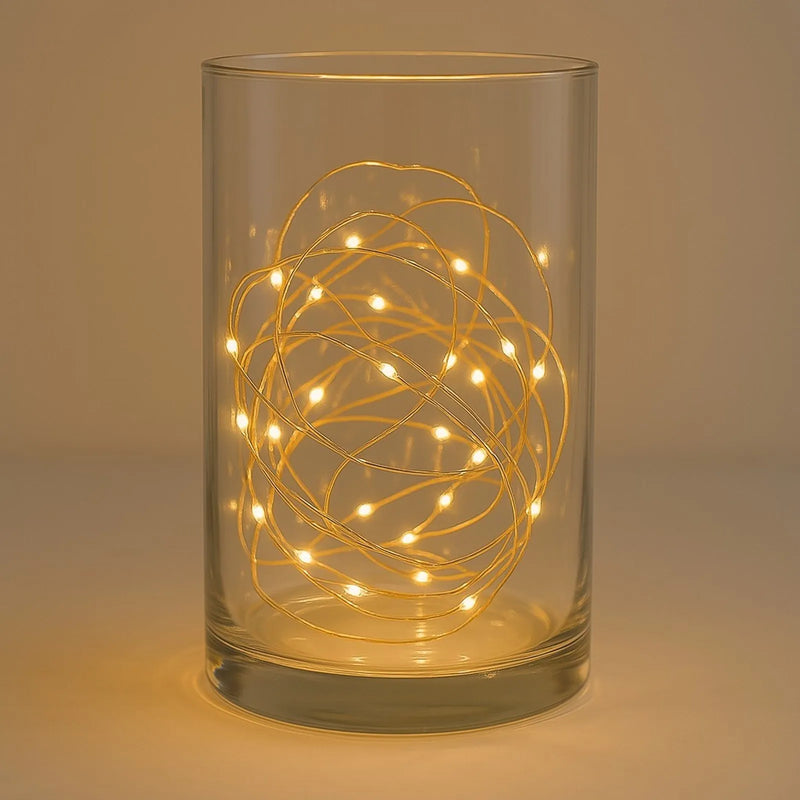 Led Decorativo Fio de Cobre 100 Leds Branco Quente 10m