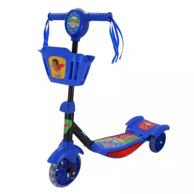Patinete Musical Com Luzes e Cestinha Azul Heróis