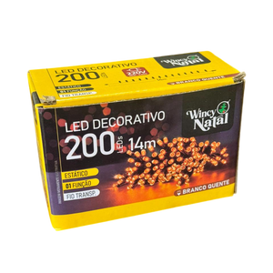 Pisca Decorativo 200 Leds Branco Quente 14m