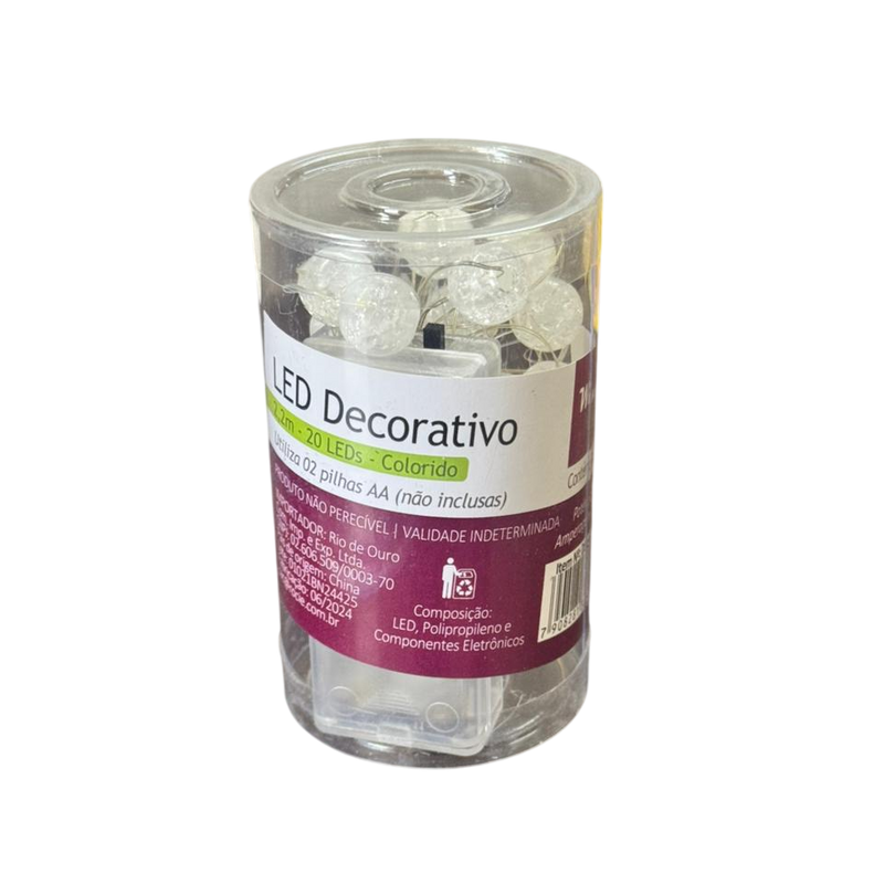 Led Decorativo Fio de Cobre 20 Bolas Colorido 2,2m
