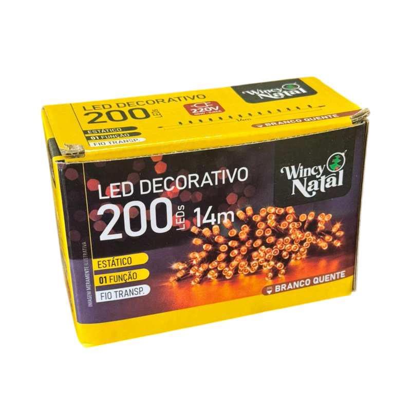 Pisca Decorativo 200 Leds Branco Quente 14m