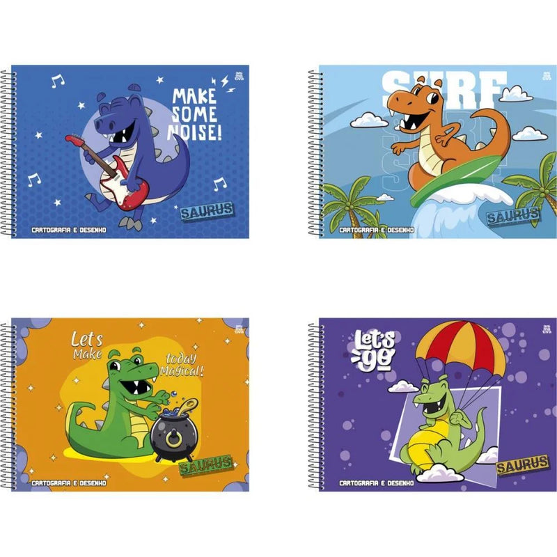 Caderno Cartografia Desenho Saurus 60 Folhas