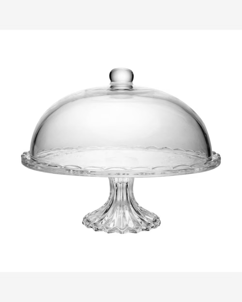 Prato para Bolo com Pé e Tampa New Butterfly Cristal 27cm