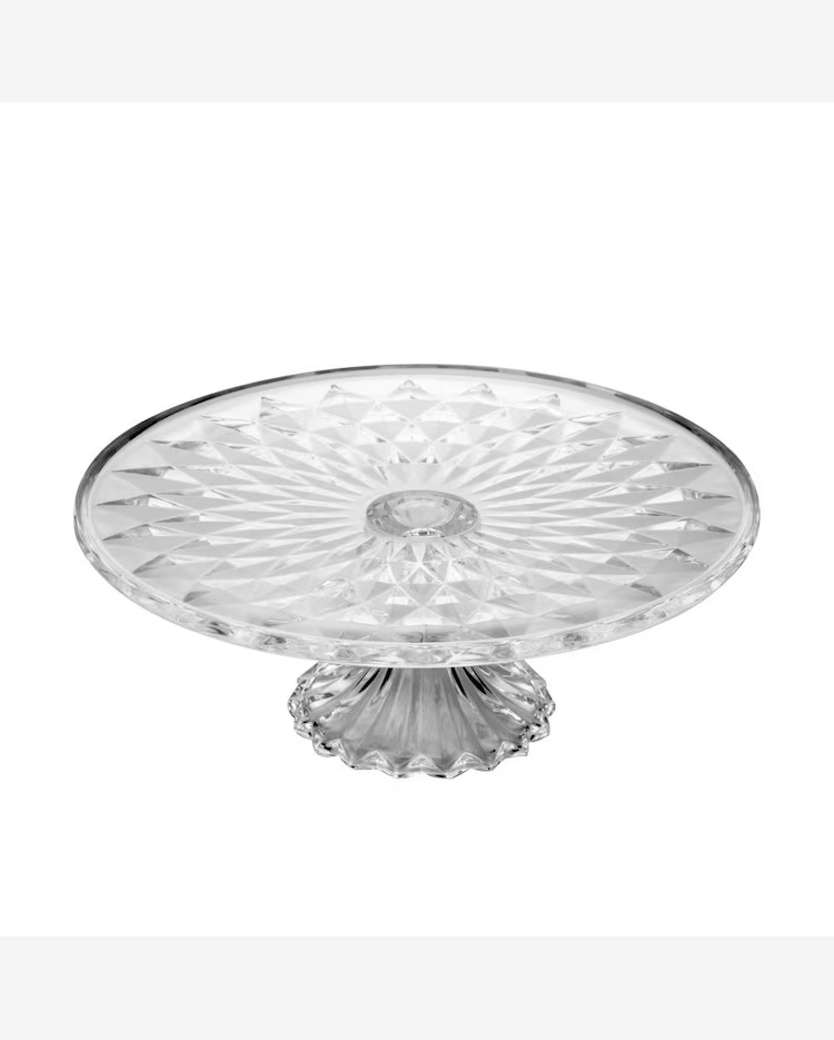 Prato para Bolo com Pé e Tampa New Butterfly Cristal 27cm