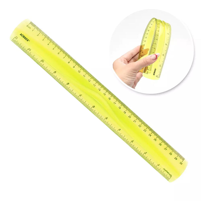 Régua Flexível 30cm Amarelo