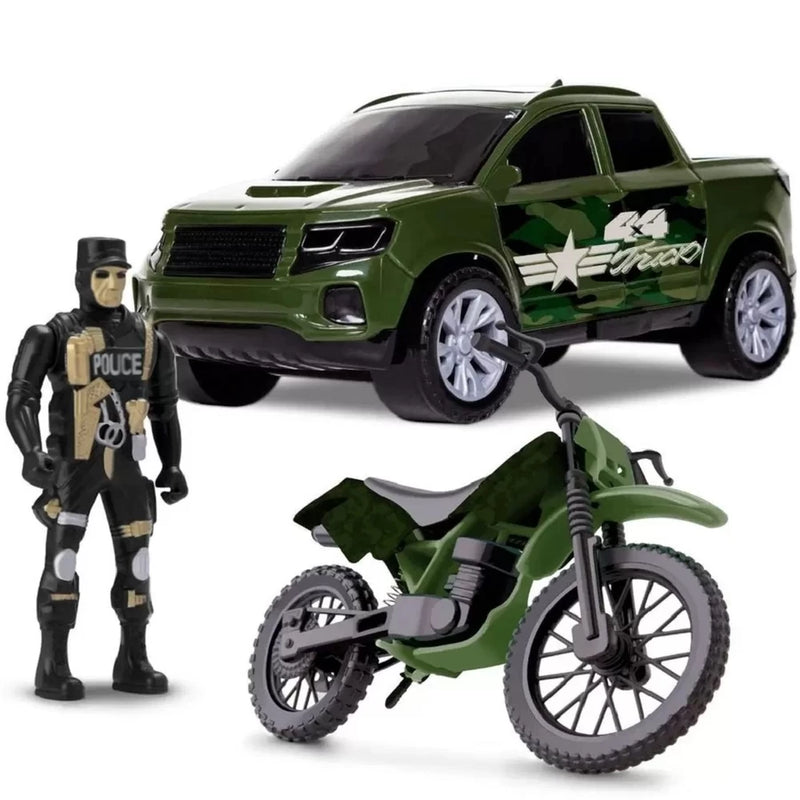 Force Warfare Pick Up e Moto com Soldado