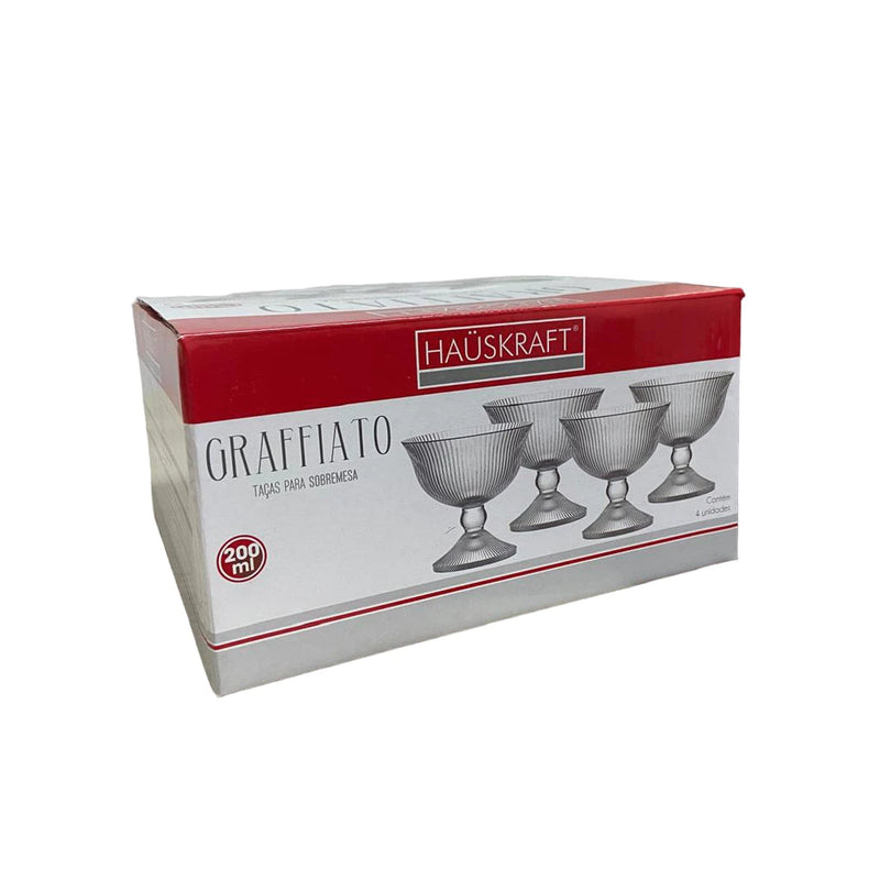 Jogo de Taça para Sobremesa Graffiato 4 Peças 200mL