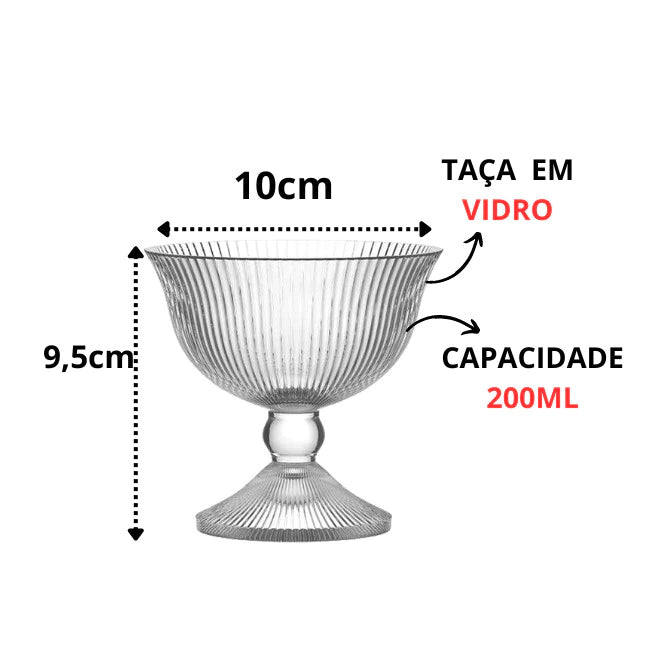 Jogo de Taça para Sobremesa Graffiato 4 Peças 200mL