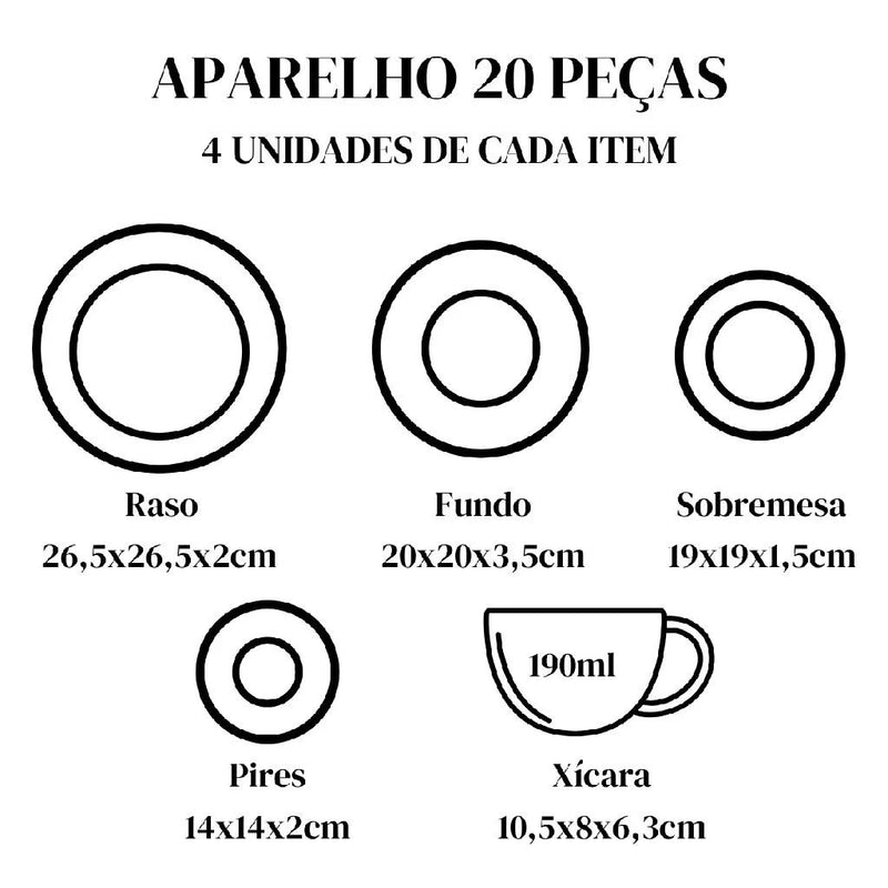 Aparelho de Jantar Opaline Lisboa 20 Peças