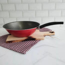 Frigideira Wok Antiaderente Oriental Vermelha 28cm