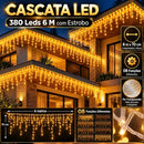 Cascata Natalina LED Branco Quente 8F 380L