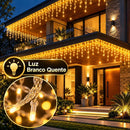Cascata Natalina LED Branco Quente 8F 380L