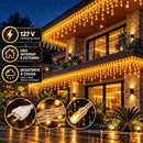 Cascata Natalina LED Branco Quente 8F 380L